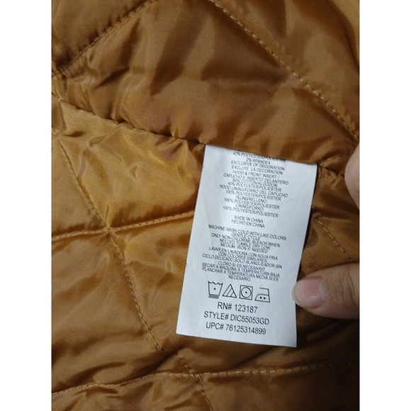 Dickies Jacket Mens Large Brown Canvas Quilted Lined Hooded Workwear Full Zip - Picture 5 of 8